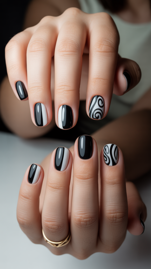 Black Nail Design Almond Shape