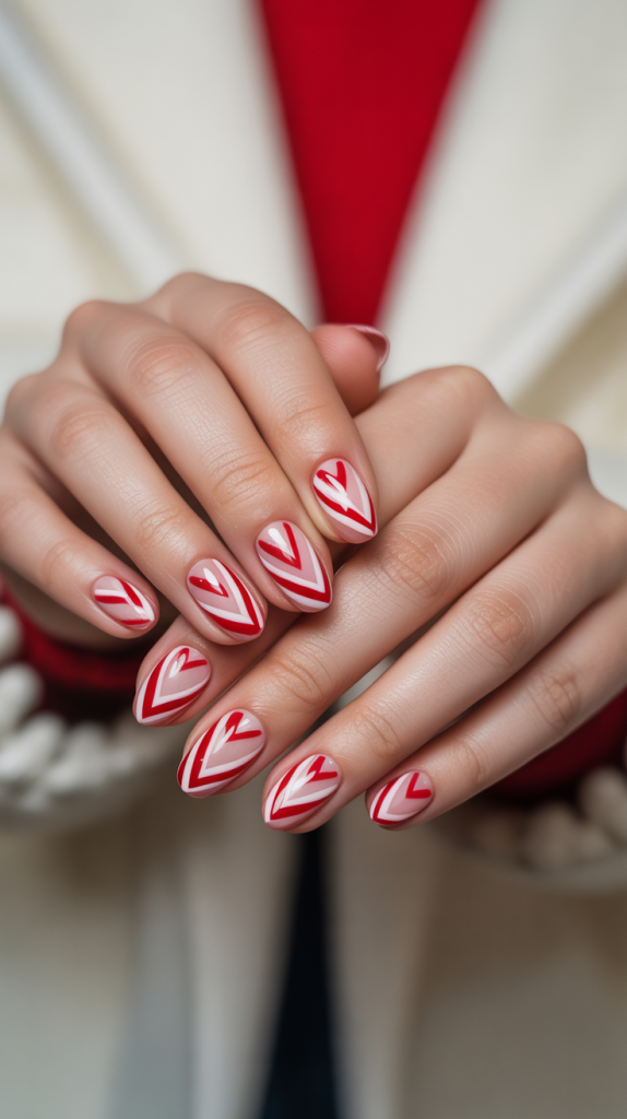Candy Cane Heart Nails