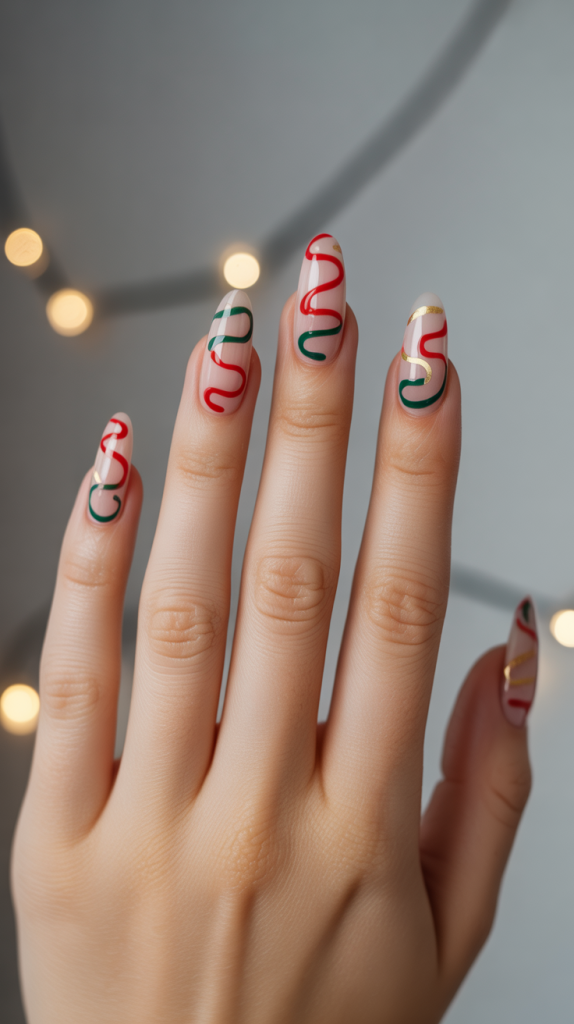 Christmas Ribbon Nails