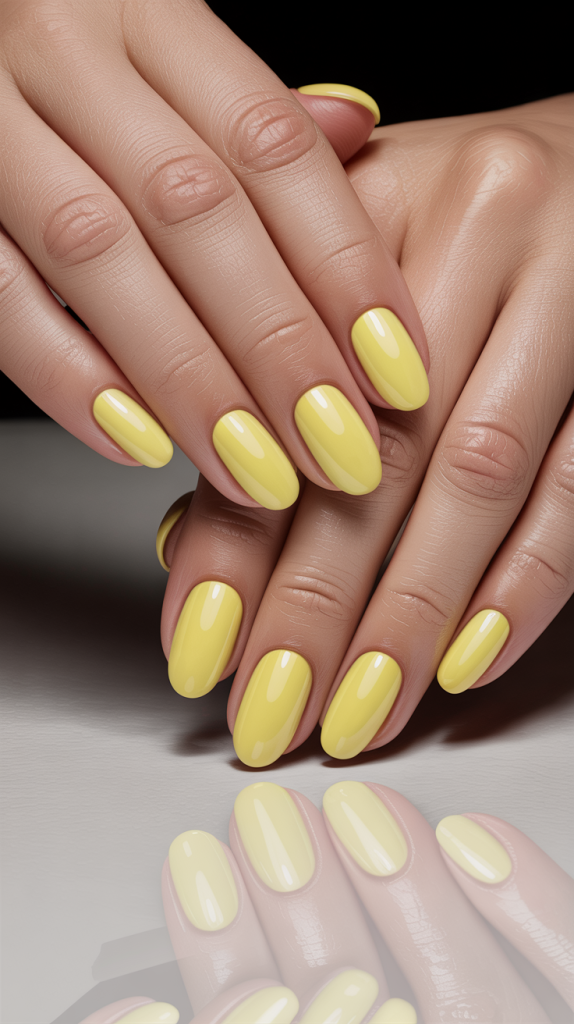 Chrome Butter Yellow Nails