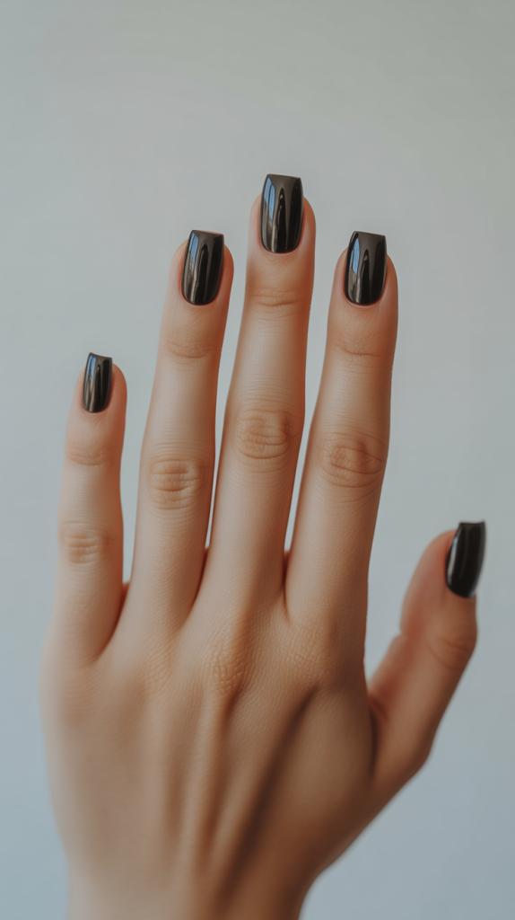 Clean Lines Square Black Gel Nails