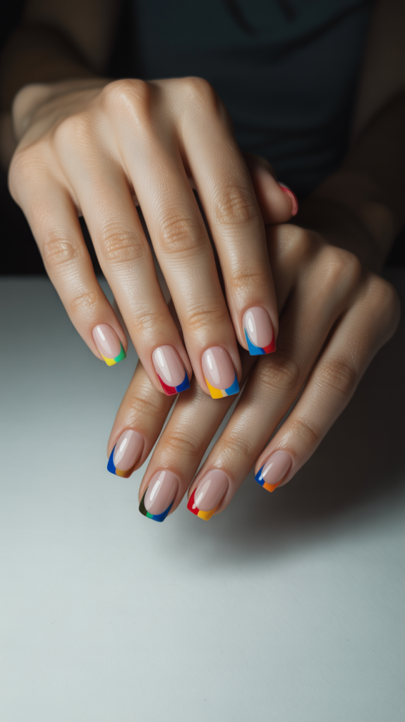 Colorful French Tip Nails Square – Bold Meets Sleek