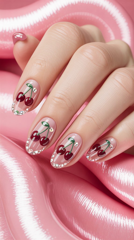 Crystal Cherry Nails