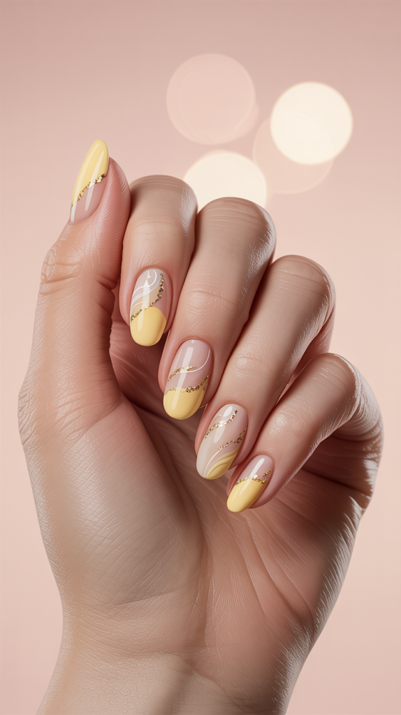 Daisy Butter Chain Nail Art