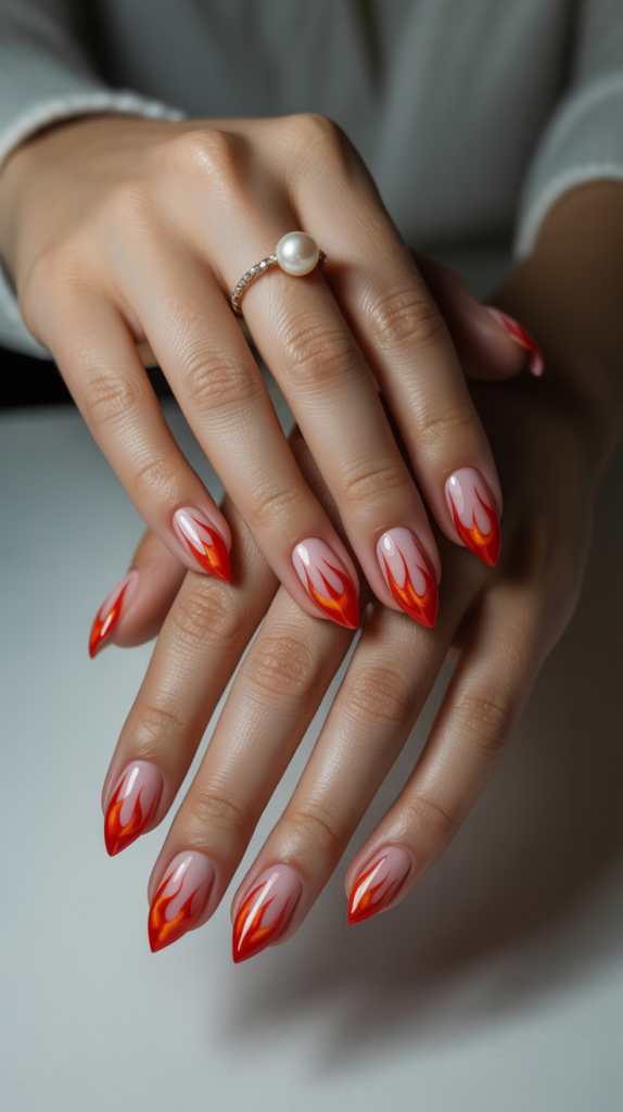 Flame Heart Nails