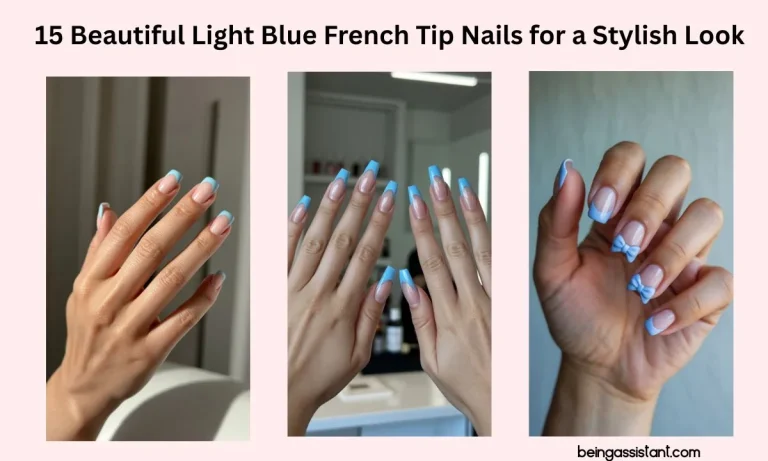 Light Blue French Tip Nails