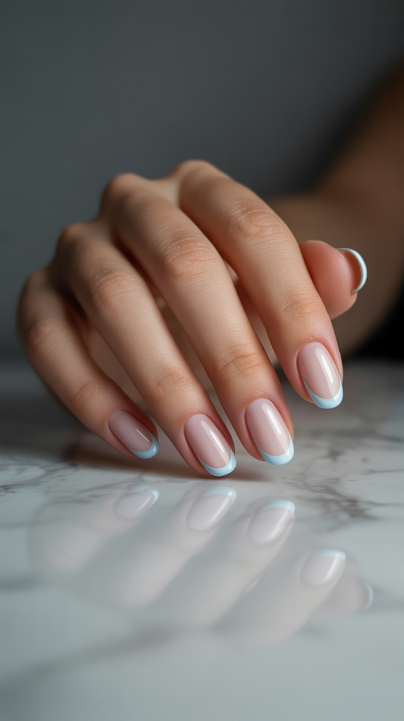 Light Blue French Tip Nails Short – Minimal Yet Magical