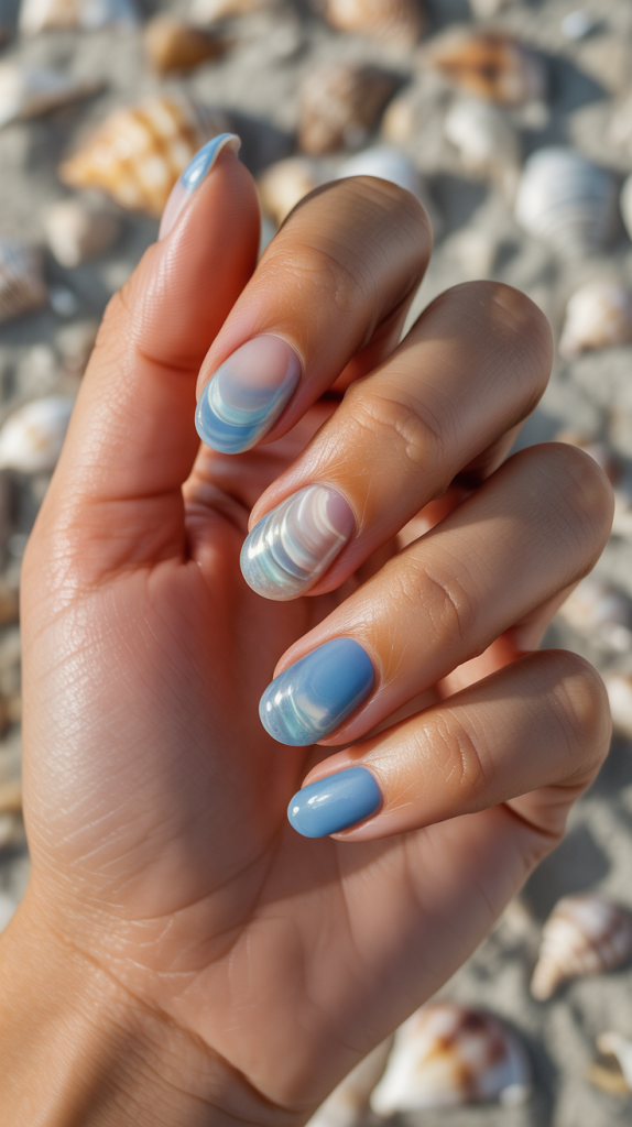 Light Blue Ocean Nail Art