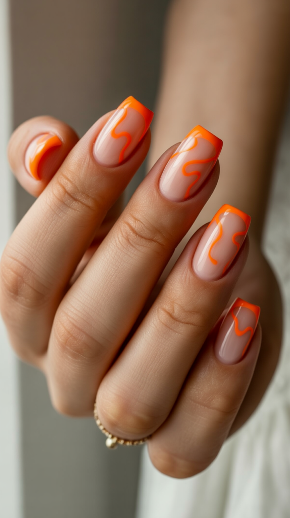 Lilac, Orange, and Turquoise Nails