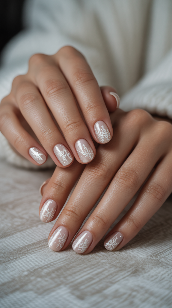 Neutral Snowflake Nails