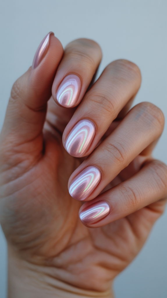 Pink Nails with a Pop of Green