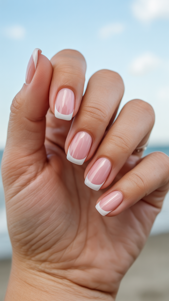 Pink and White Nails for a Fresh Seaside Vibe