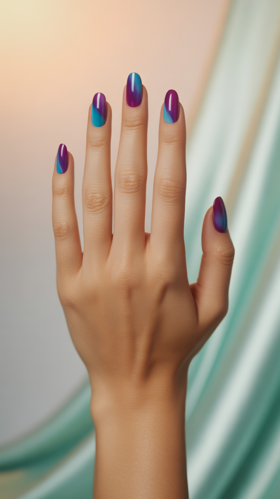 Purple-Blue Nails