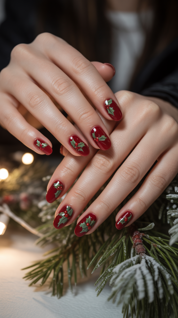 Red Velvet Holly Nails