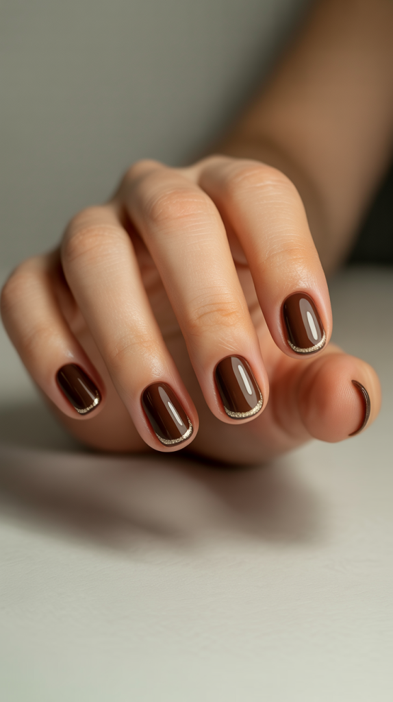 Silver Accented Brown French Tips