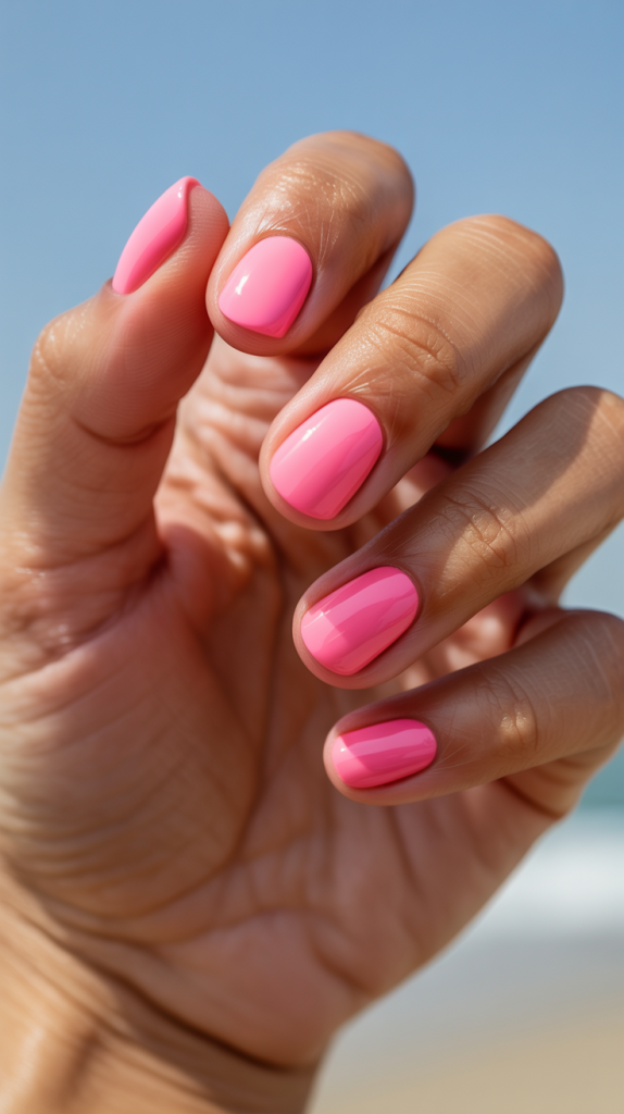 Simple Pink Nails for an Effortless Beach Look